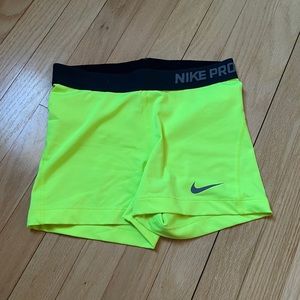 Nike Pro Dri Fit Shorts - Neon Yellow - Medium